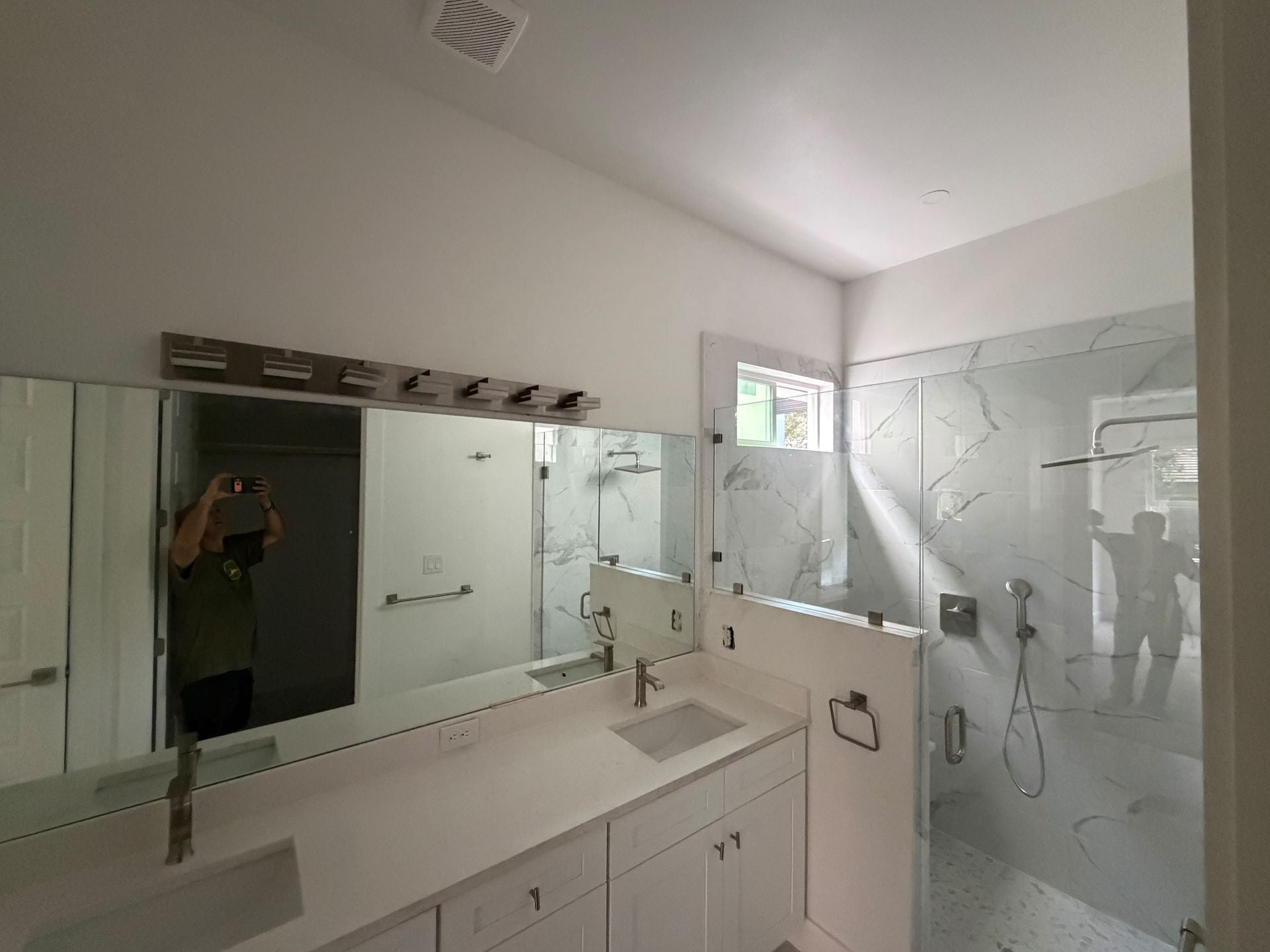 Mirror and shower glass